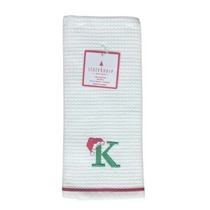 NWT Storehouse Holiday Set of 2  Kitchen Towels with Initial “K”